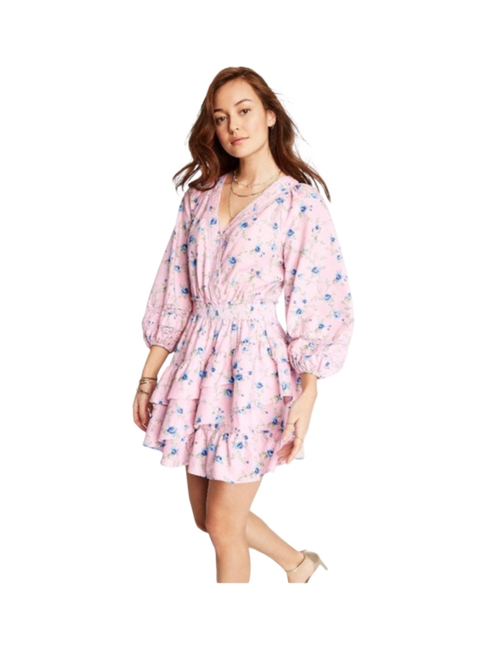 LoveShackFancy X Target Esme Wrap Mini Pink Floral Dress Size S - Picture 3 of 7